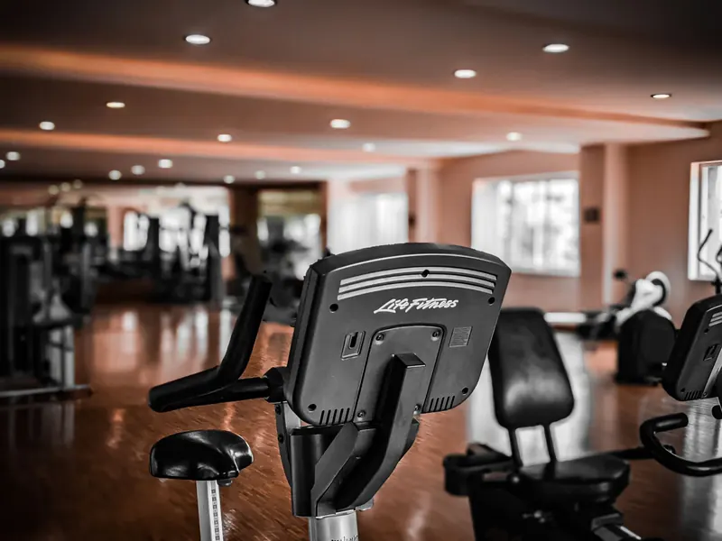 Exercise bikes in a gym